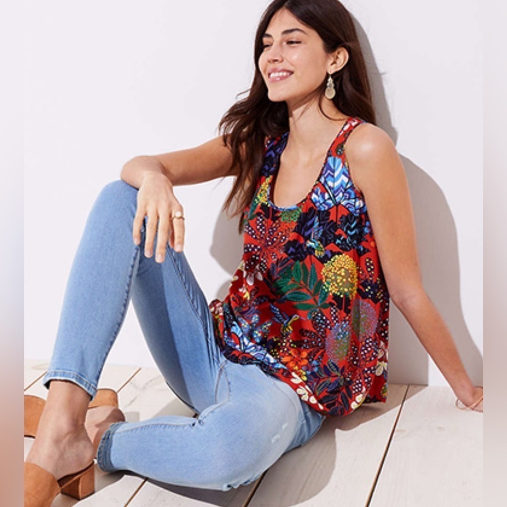 LOFT Burnt Orange Floral Top